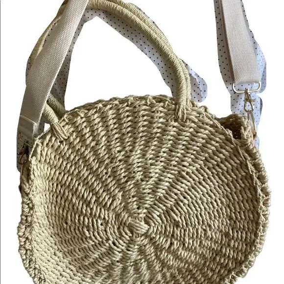 Gap Straw Circle Crossbody Bag - 13x13x4 tan straw, adjustable cross s… - Picture 2 of 8
